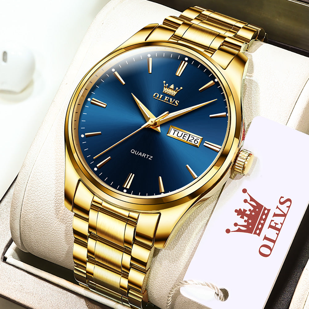 OLEVS Watches for Man 6898 Golden Blue