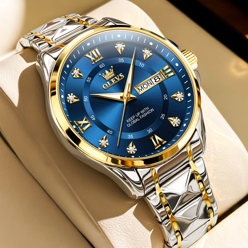 OLEVS Watches for Man 2906 Golden Blue