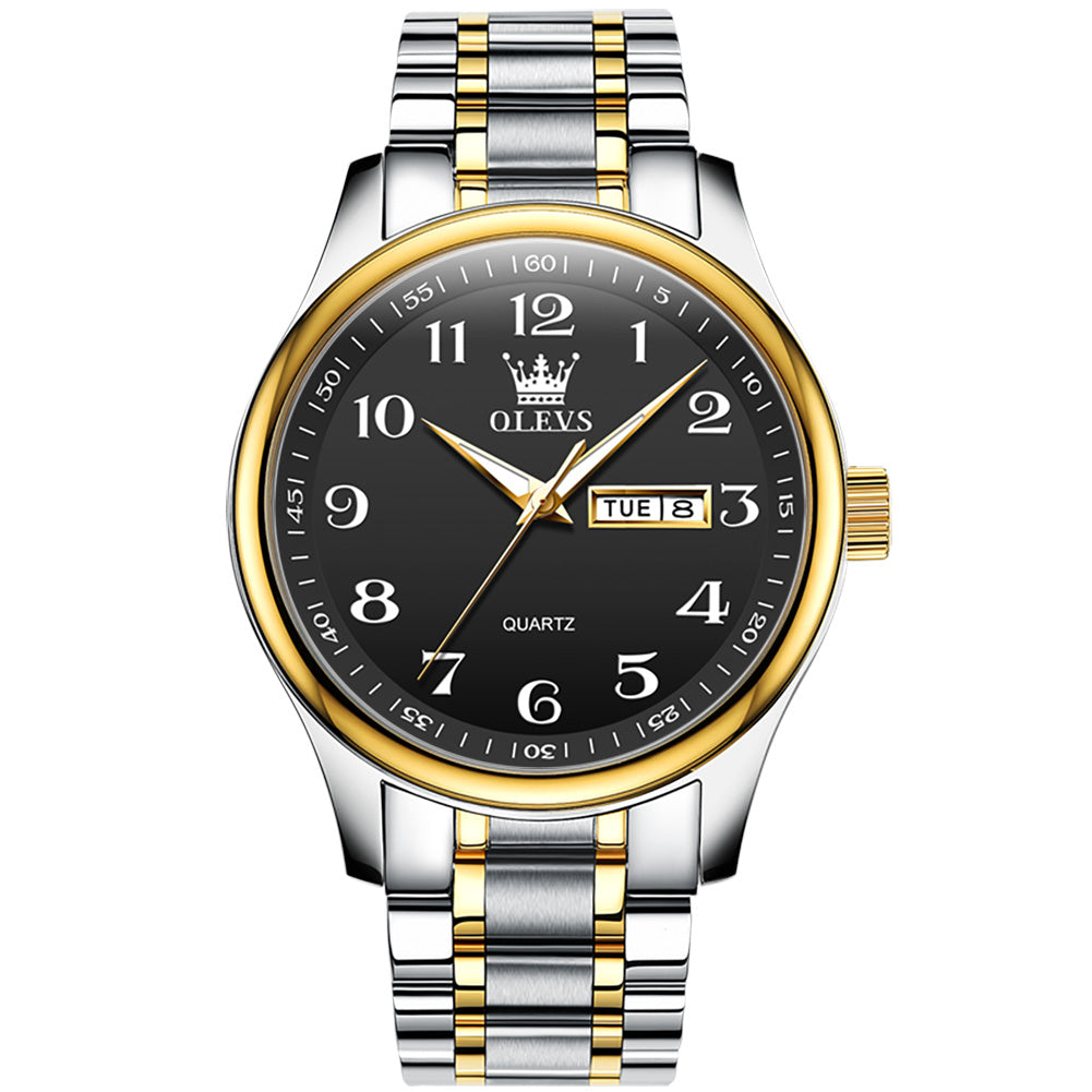 Two Tone Strap - Black Dial Gold Trim