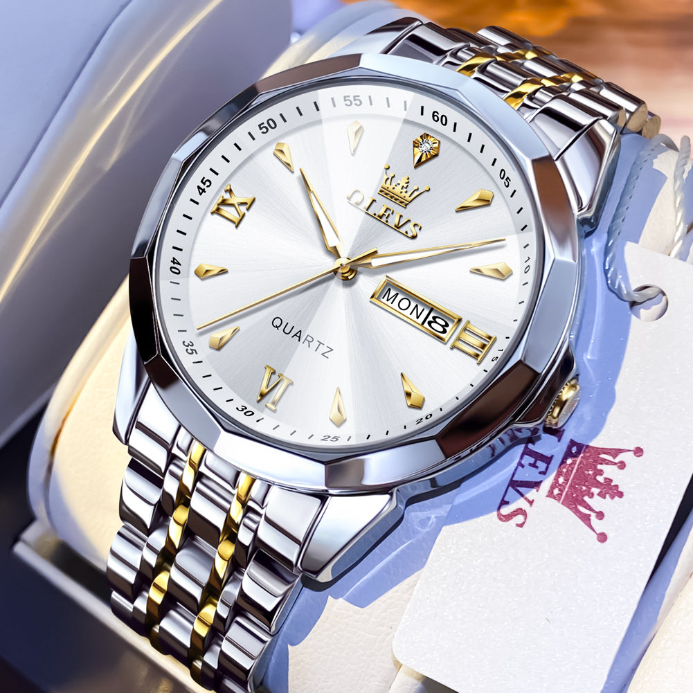 OLEVS Watches for Man 9998 Golden White