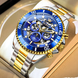 OLEVS 6715 Automatic Watches for Men Skeleton Self Winding Mechanical Fashion Dress Chronograph Moon Phase Stainless Steel Waterproof Luminous Mens Wrist Watches Gift Reloj Para Hombre