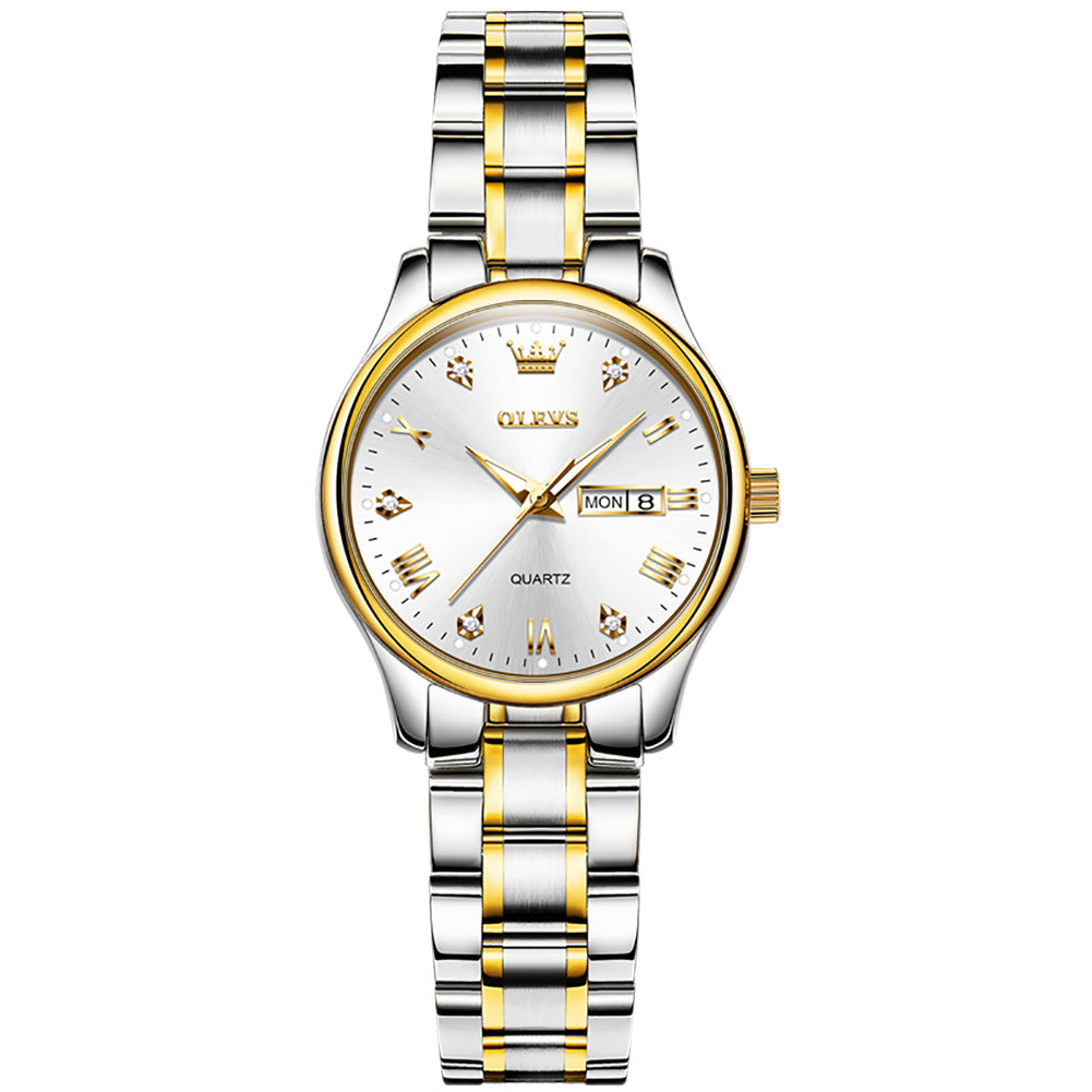 Two Tone Strap - White Dial Gold Trim