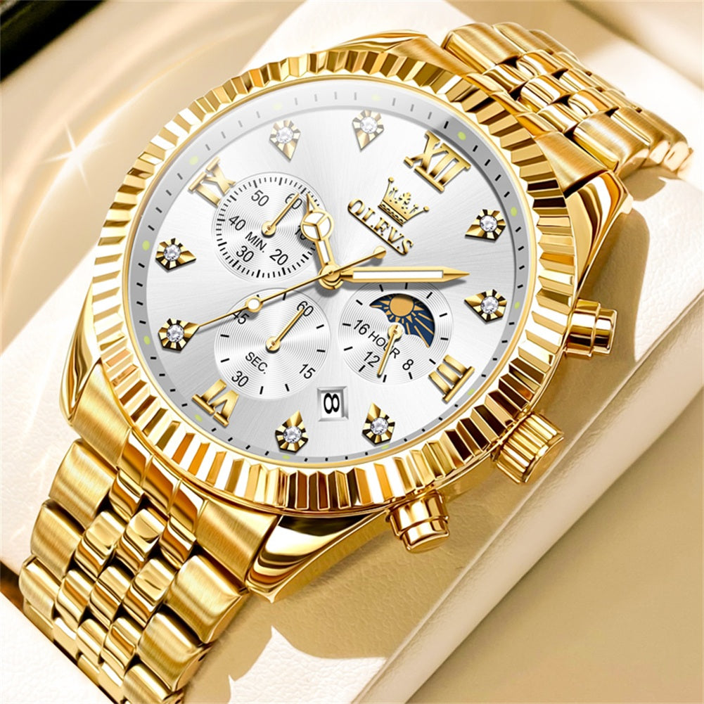 OLEVS Watches for Man 2932 Golden White