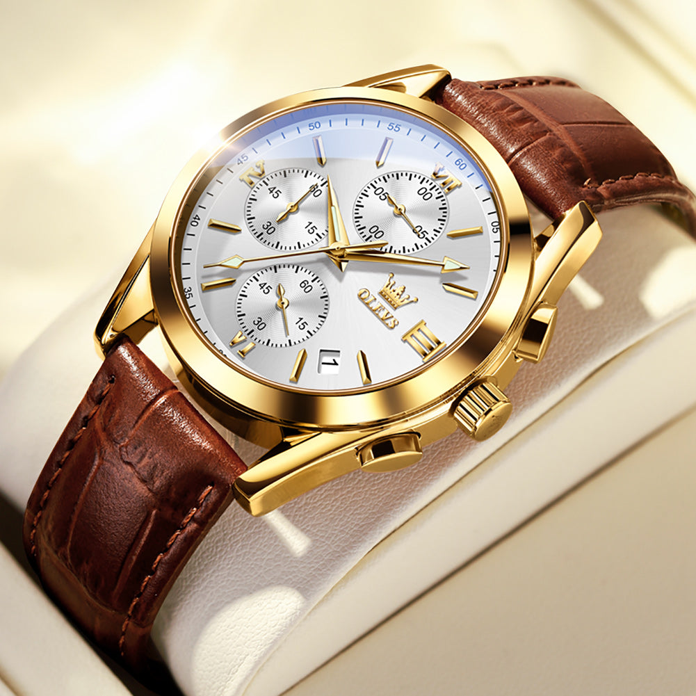 OLEVS Watches for Man 2872 Golden White