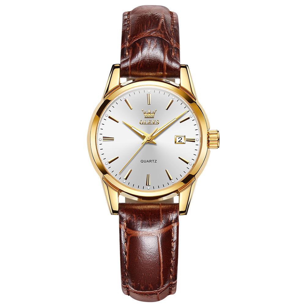 Brown Strap - White Dial Gold Trim