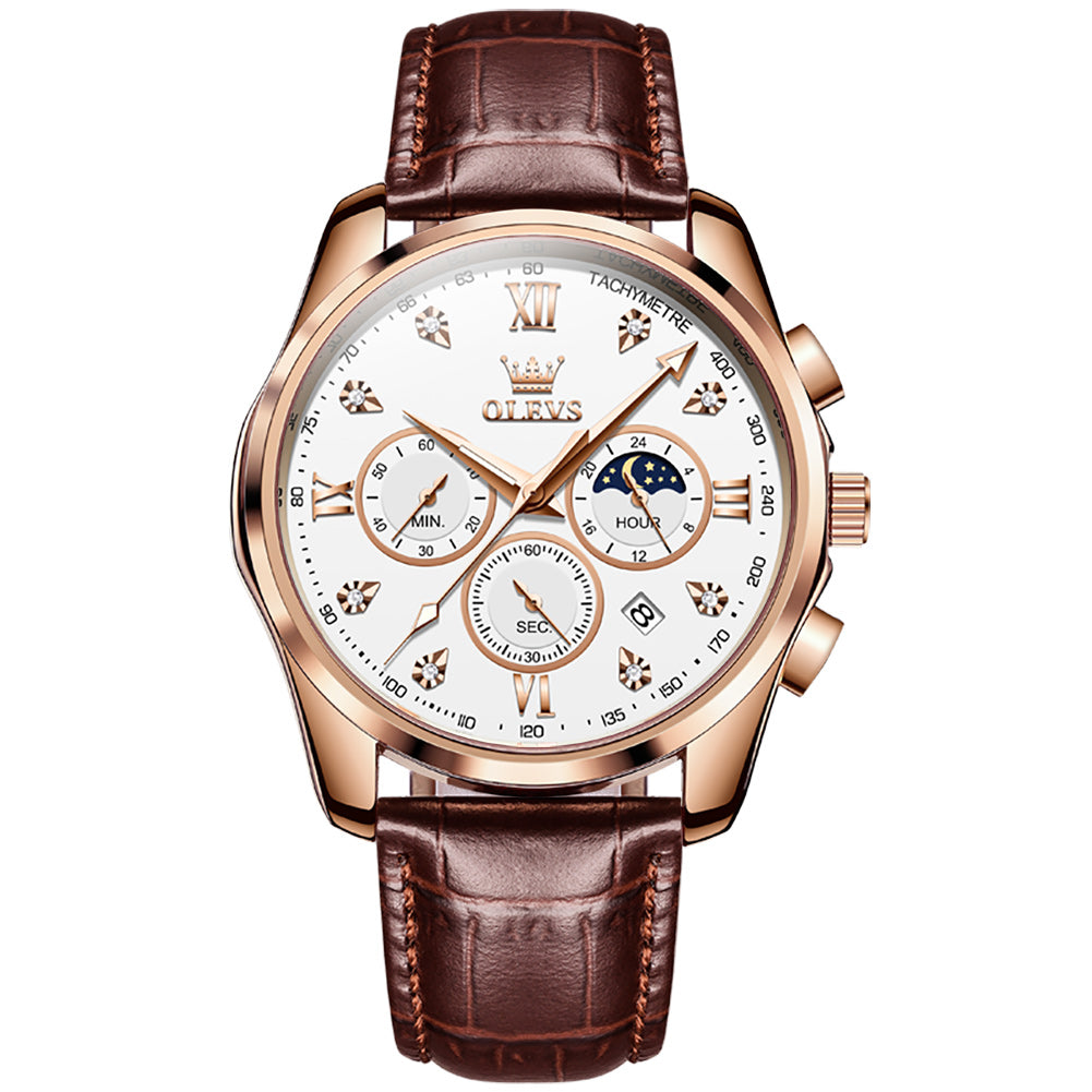 Brown Strap - White Dial Rose Trim