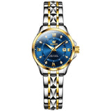 Two Tone Strap-Blue Dial Gold Trim