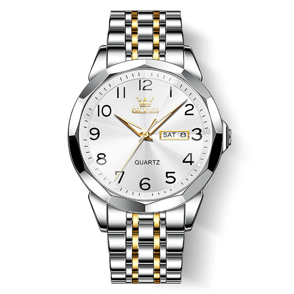 Two Tone Strap - White Dial Silver Trim