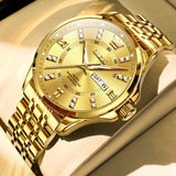 OLEVS 3620 Watches for Men Business Dress Analog Quartz Date Stainless Steel Easy Read Waterproof Luminous Luxury Casual Mens Wrist Watches Reloj Para Hombre Gold/Silver/Blue