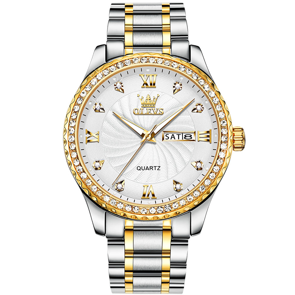 Two Tone Strap - White Dial Gold Trim