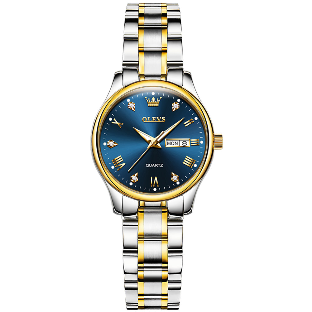 Two Tone Strap - Blue Dial Gold Trim