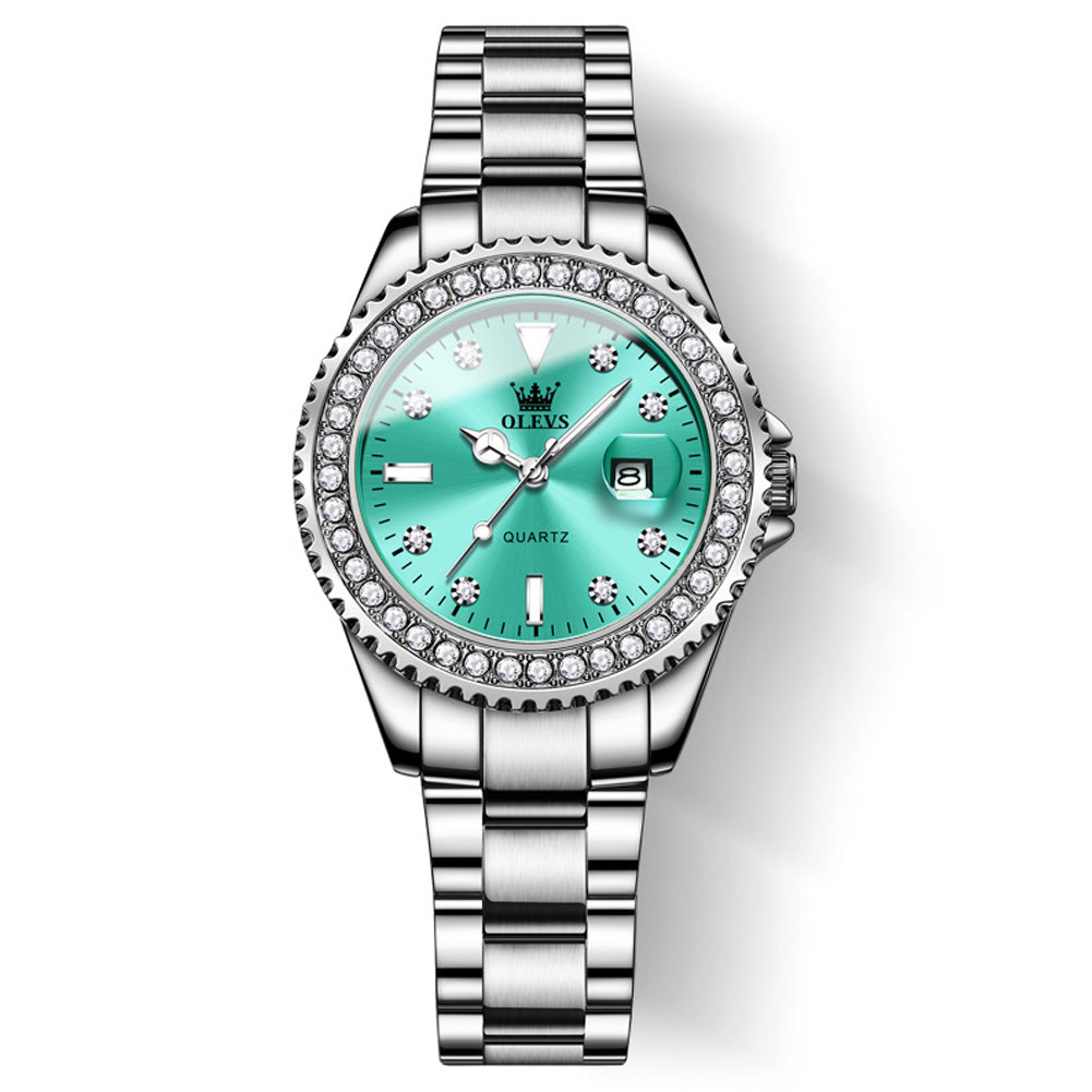 Silver Strap - Cyan-blue Dial Silver Trim