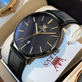 OLEVS  5869 Watches for Men Minimalist Ultra Thin Fashion Casual Analog Quartz Date Watch Waterproof Slim Simple Big Face Dress Mens Wrist Watches with Retro Leather Band for Men Reloj para Hombre