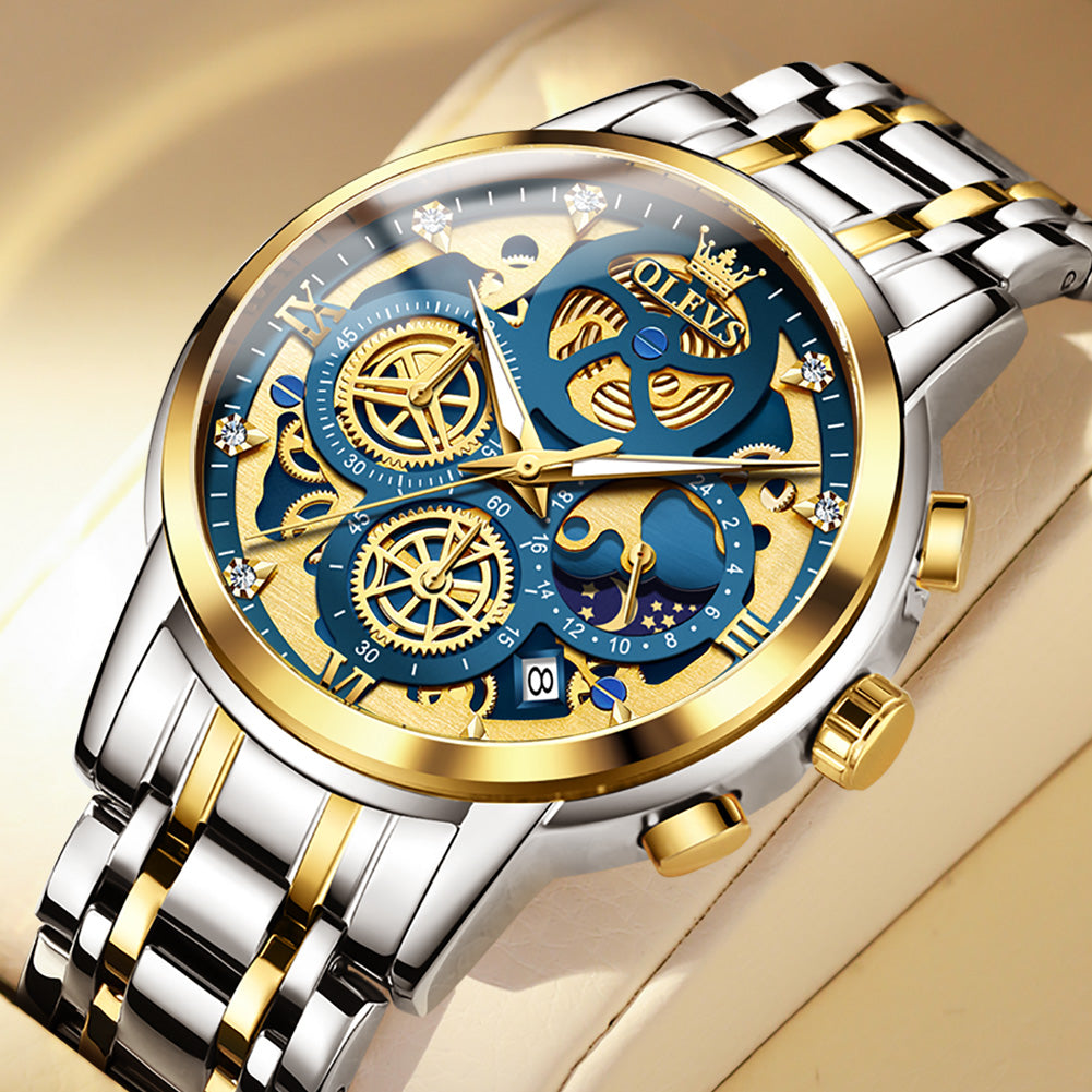 OLEVS Watches for Man 9947 Golden Blue