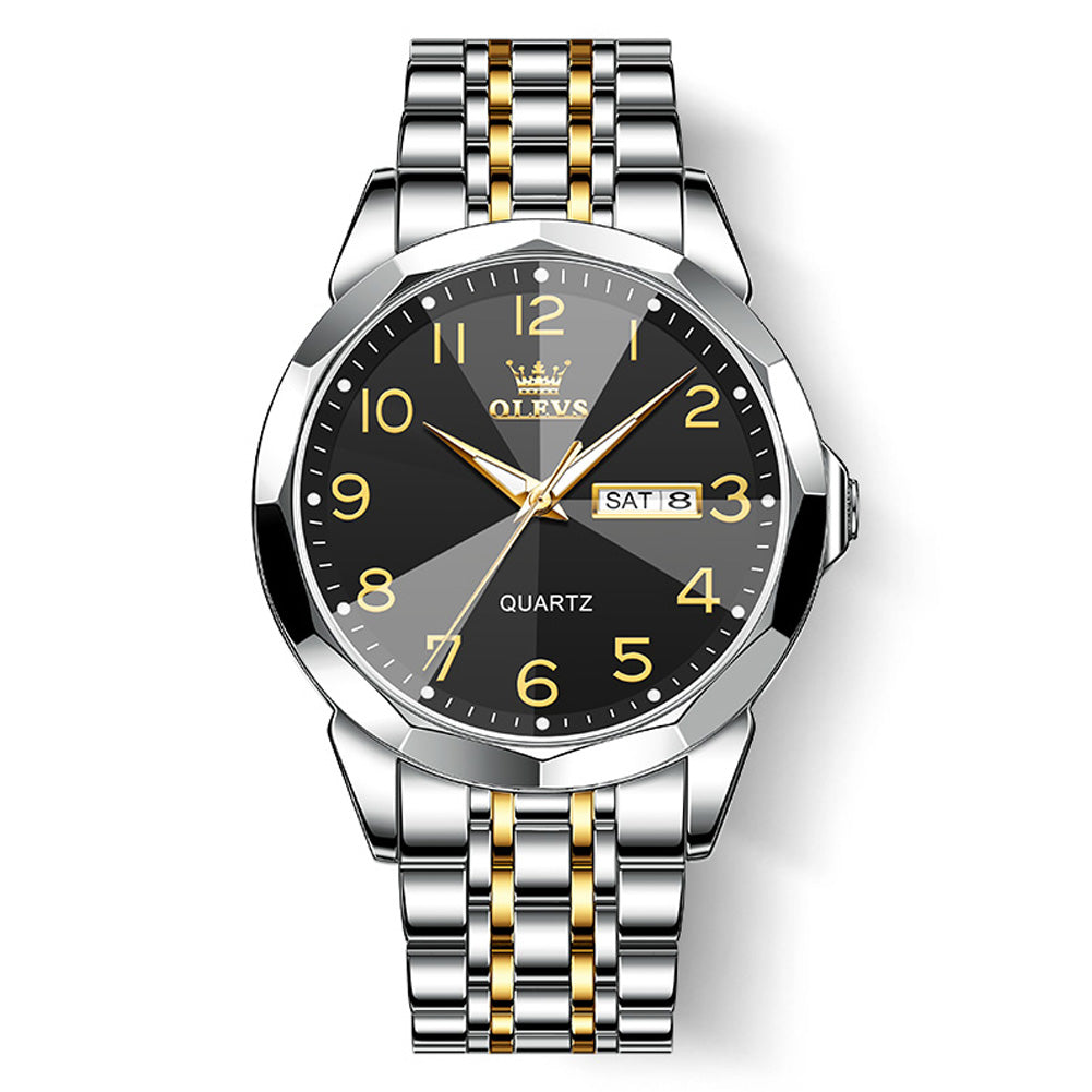 Two Tone Strap - Black Dial Silver Trim