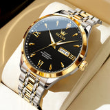 Two Tone Strap-Black Dial Gold Trim