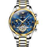 Two Tone Strap-Blue Dial Gold Trim