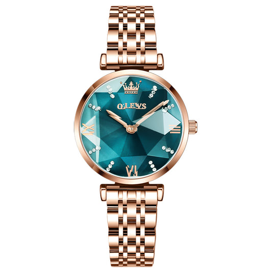 Rose Strap-Green Dial Rose gold Trim