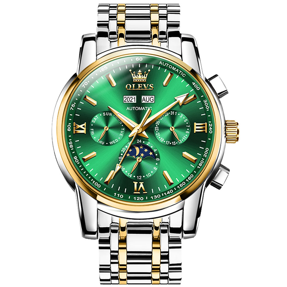 Two Tone Strap - Green Dial Gold Trim