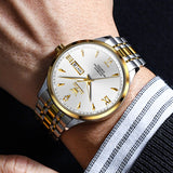 Two Tone Strap-White Dial Gold Trim