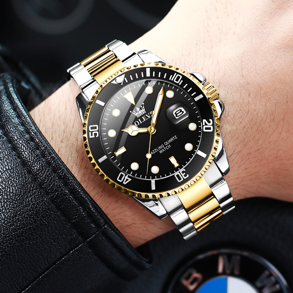  Two Tone Strap - Black Dial Gold Trim