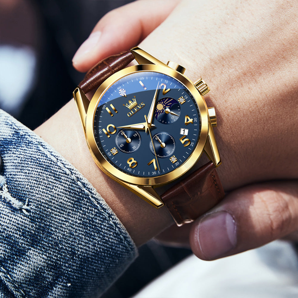 Gold Strap - Blue Dial Gold Trim