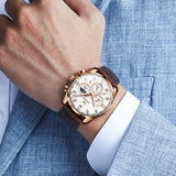 Brown Strap - White Dial Rose Trim