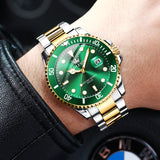 Two Tone Strap - Green Dial Gold Trim