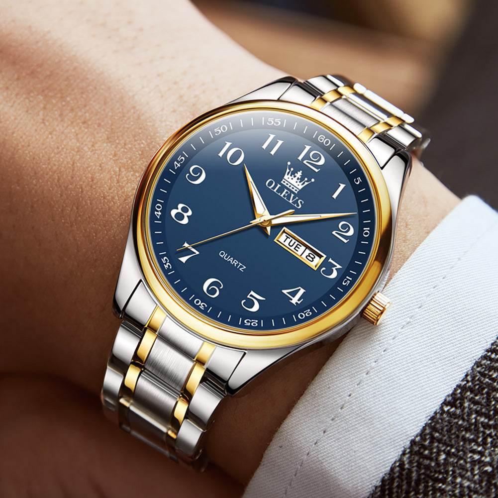 Two Tone Strap - Blue Dial Gold Trim