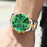 Two Tone Strap - Green Dial Gold Trim