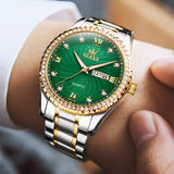 Two Tone Strap - Green Dial Gold Trim