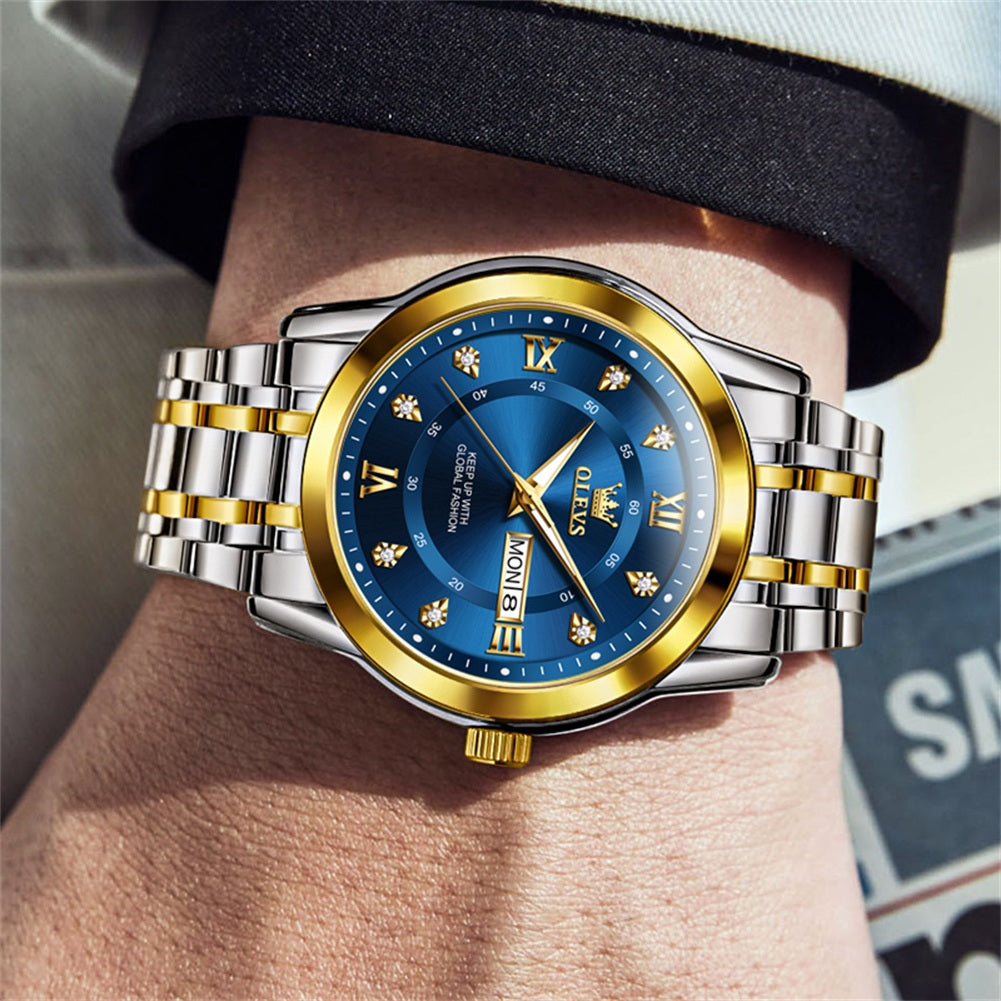 Two Tone Strap - Blue Dial Gold Trim