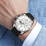 Black Strap - White Dial Silver Trim