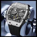 OLEVS GELATU 6016 Men's Automatic Mechanical Watch Multi-Function Diamond Skeleton Dial Luxury Sapphire Crystal 50M Waterproof Wristwatch