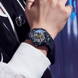 OLEVS 8002 Automatic Watch for Men Self-Winding Diamond Waterproof Stainless Steel Wrist Watches Tourbillon Skeleton Mechanical