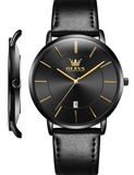 OLEVS  5869 Watches for Men Minimalist Ultra Thin Fashion Casual Analog Quartz Date Watch Waterproof Slim Simple Big Face Dress Mens Wrist Watches with Retro Leather Band for Men Reloj para Hombre
