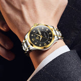 Two Tone Strap-Black Dial Gold Trim