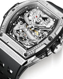 OLEVS Automatic Watch for Men 44MM Large Dial Self-Winding Diamond Waterproof Stainless Steel Wrist Watches Tourbillon Skeleton Mechanical
