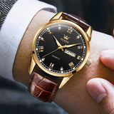 Brown Strap-Black Dial Gold Trim