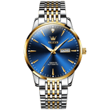 Two Tone Strap-Blue Dial Gold Trim