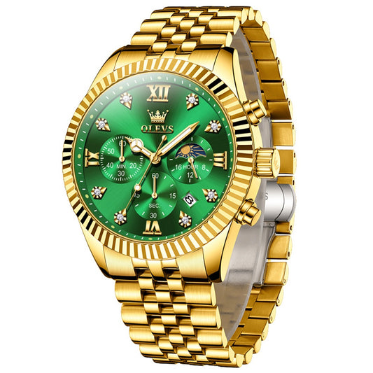 Gold Strap-Green Dial Gold Trim