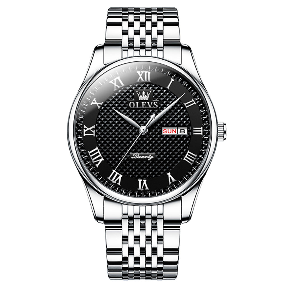 Silver Strap-Black Dial Silver Trim