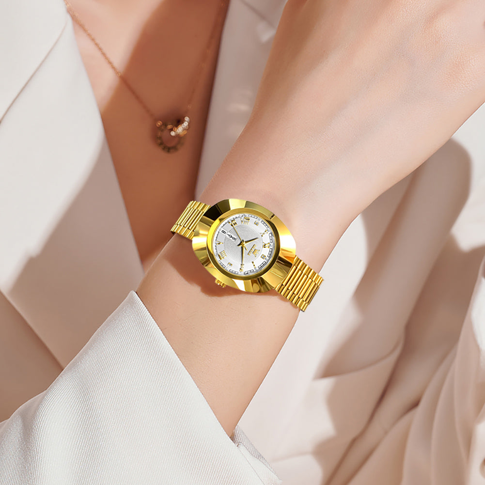 Gold Strap-White Dial Gold Trim