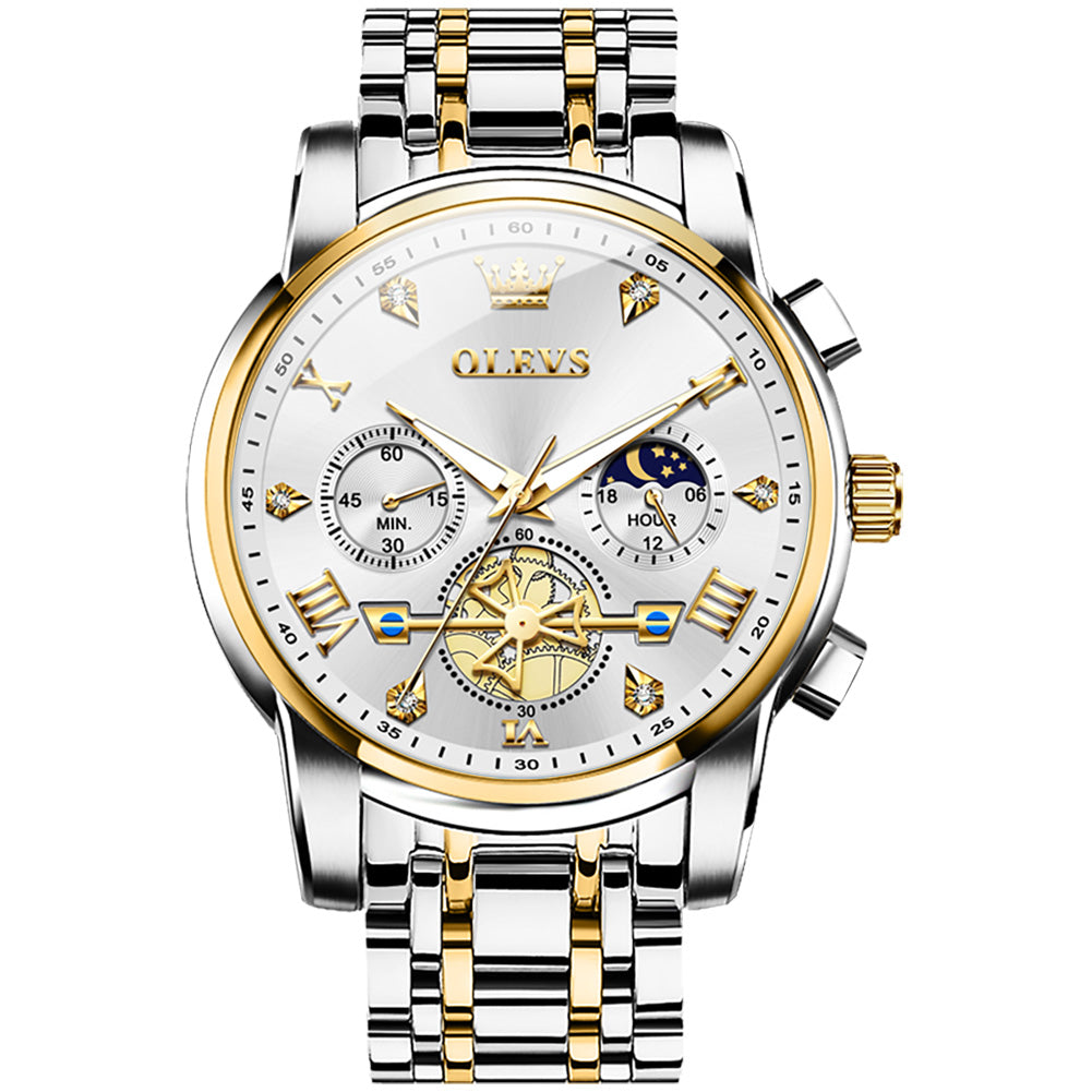 Two Tone Strap-White Dial Gold Trim