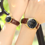 Brown Strap-Black Dial Gold Trim