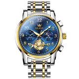 Two Tone Strap-Blue Dial Gold Trim