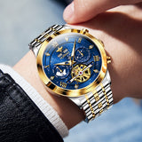 OUPINKE 3255 Self Winding Black Watches for Men Luxury Business Dress Mens Watch Reloj Para Hombre