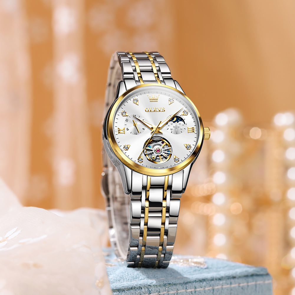 Two Tone Strap-White Dial Gold Trim