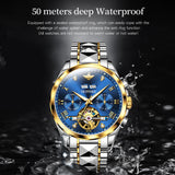 OLEVS 3186+3202 Couple Pair Watches Set Automatic Mechanical Self Winding Dress Matching Watch for His and Hers Valentines Day Gifts