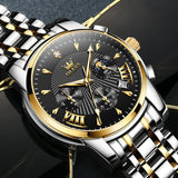 Two Tone Strap-Black Dial Gold Trim